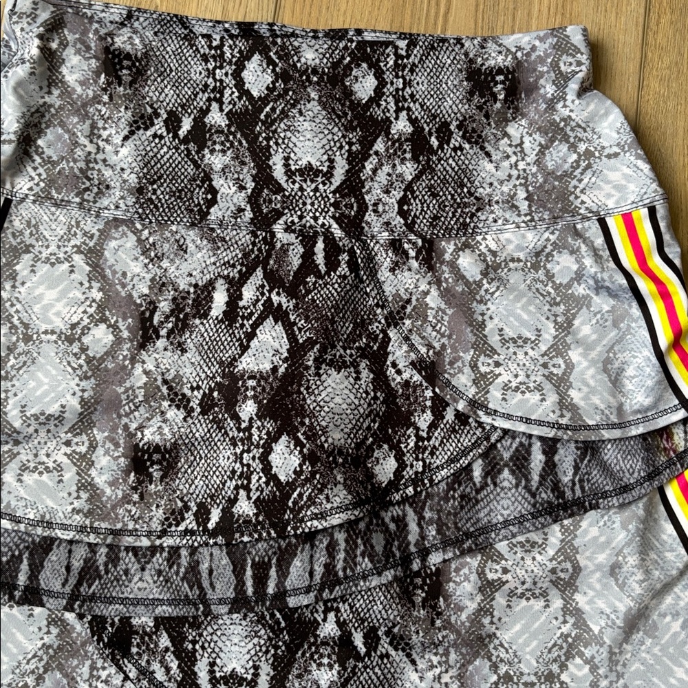 Lucky in Love Snake Print Layered Tennis Skort with Yellow & Red Stripe - Picture 4 of 9